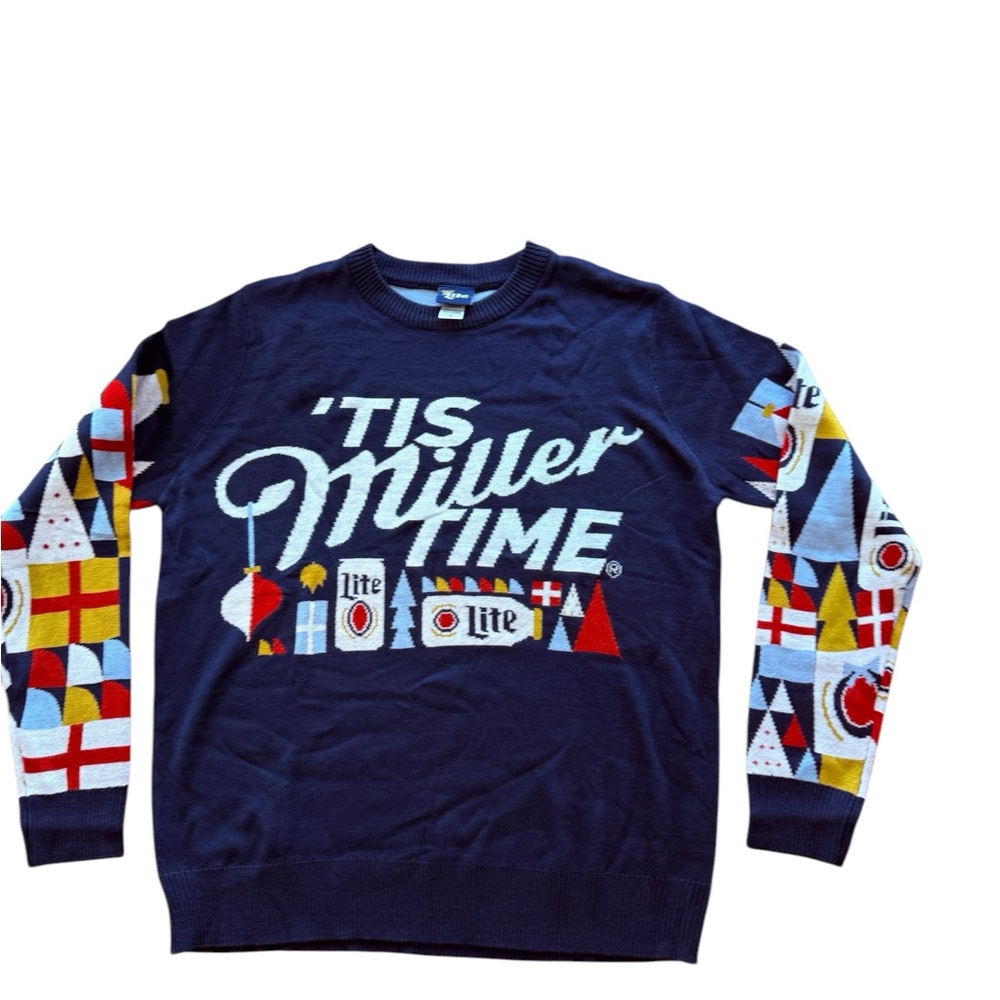 Miller Christmas Sweater 'Tis Miller Time Men's Fair Isle Beer Sweater Size XL